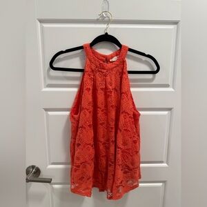 Sophie Rue Vibrant Orange Lace Halter Top